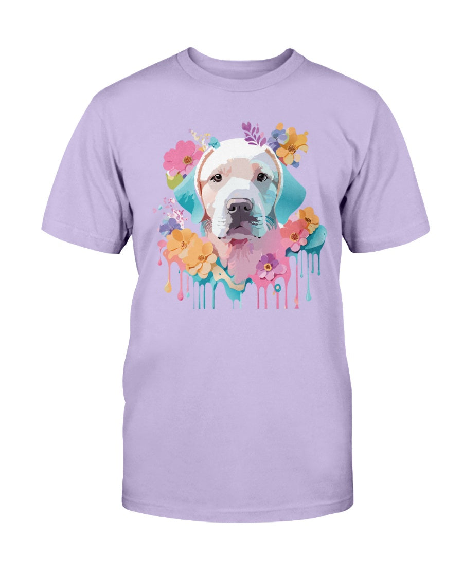 Unisex Floral Dog Tee Shirt Ultra Cotton Classic Fit Gildan 2000