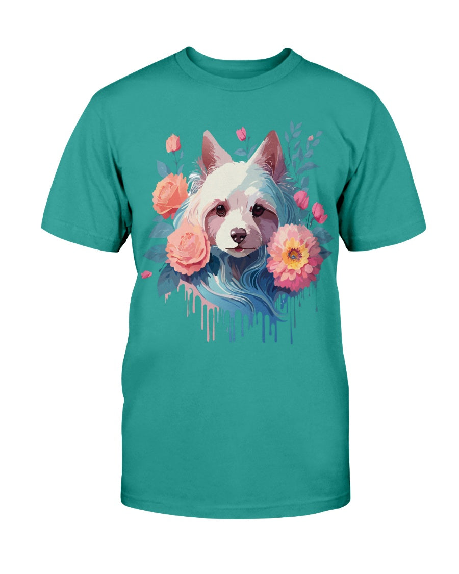 Unisex Animal Print T Shirt With Floral Dog Design And Sustainable Cotton
