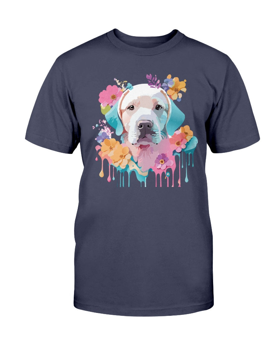 Unisex Floral Dog Tee Shirt Ultra Cotton Classic Fit Gildan 2000