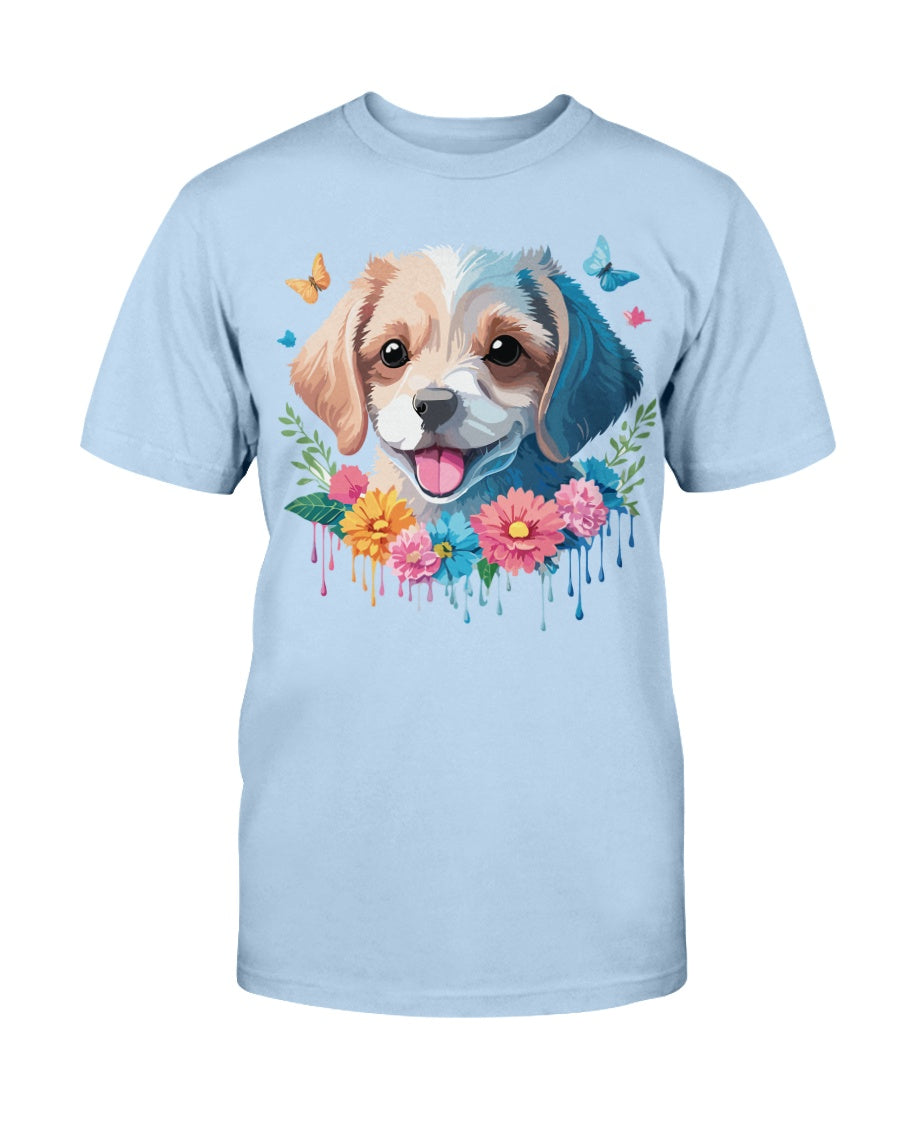 Unisex Animal Shirt Floral Dog Tee Gildan 2000 100 Percent Cotton