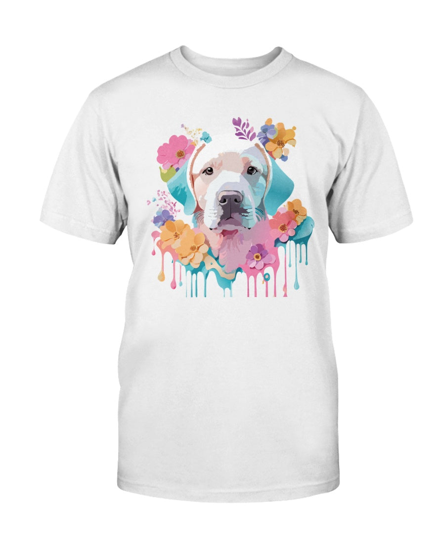 Unisex Floral Dog Tee Shirt Ultra Cotton Classic Fit Gildan 2000