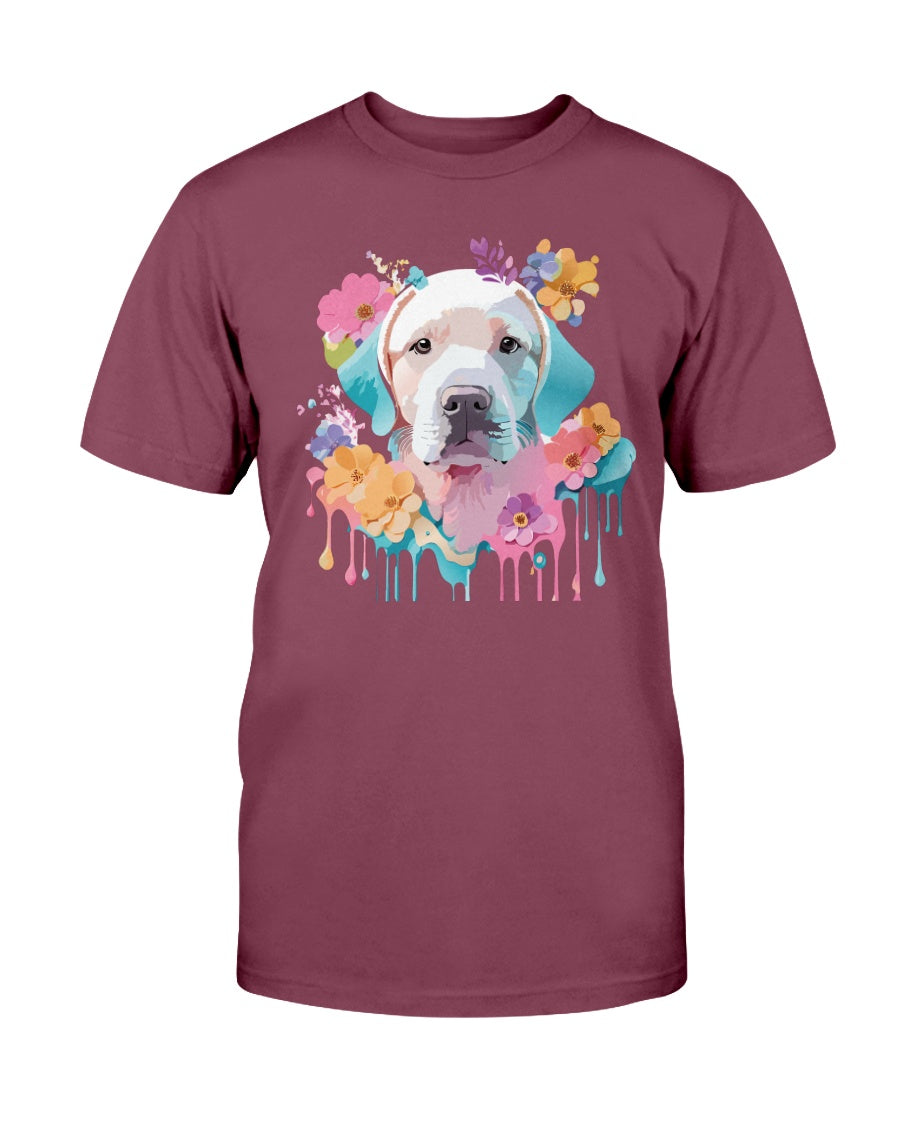 Unisex Floral Dog Tee Shirt Ultra Cotton Classic Fit Gildan 2000