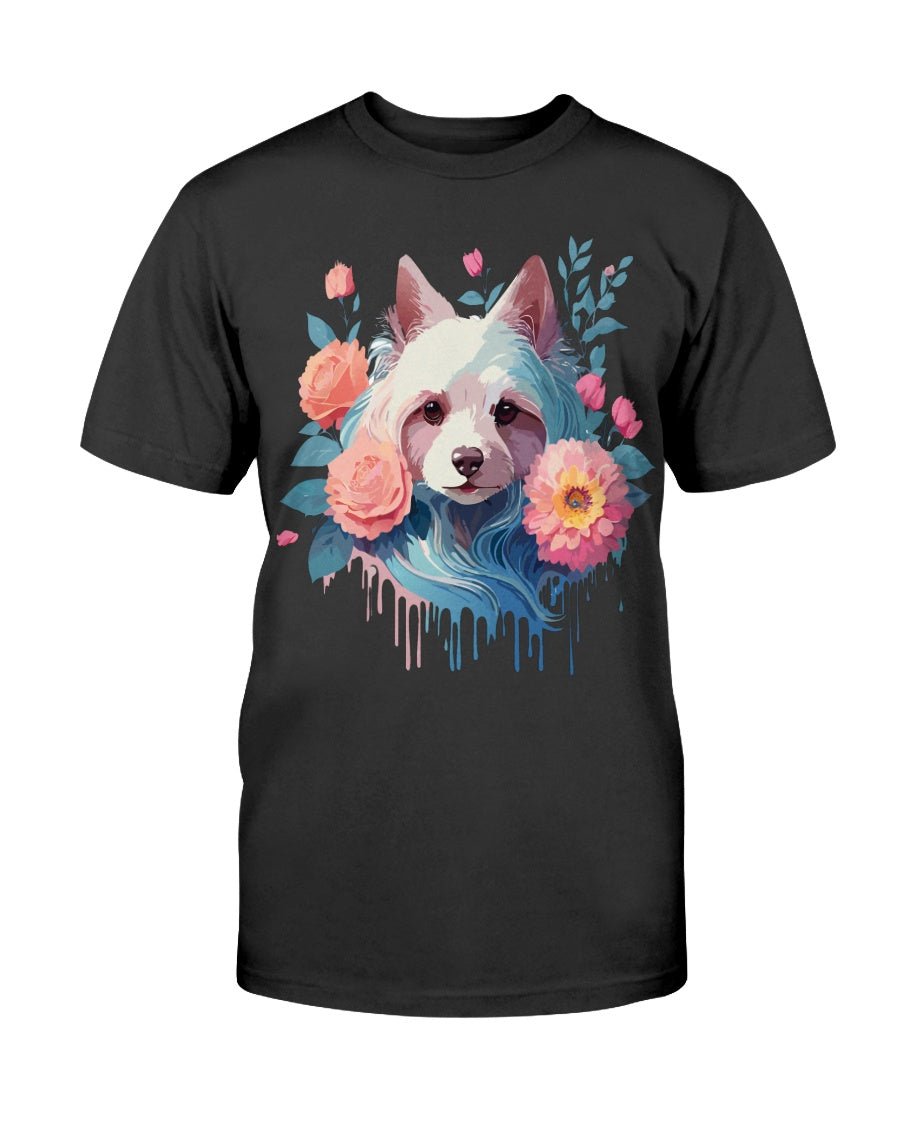 Unisex Animal Print T Shirt With Floral Dog Design And Sustainable Cotton