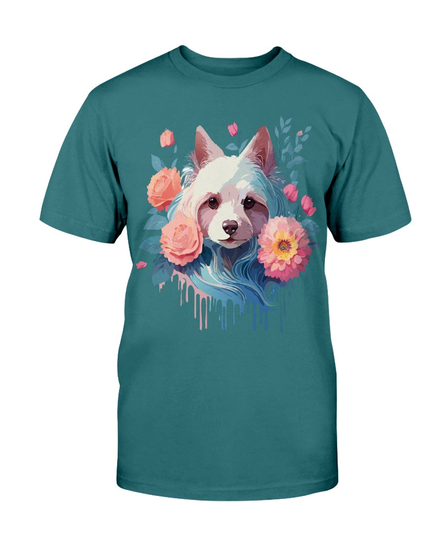 Unisex Animal Print T Shirt With Floral Dog Design And Sustainable Cotton