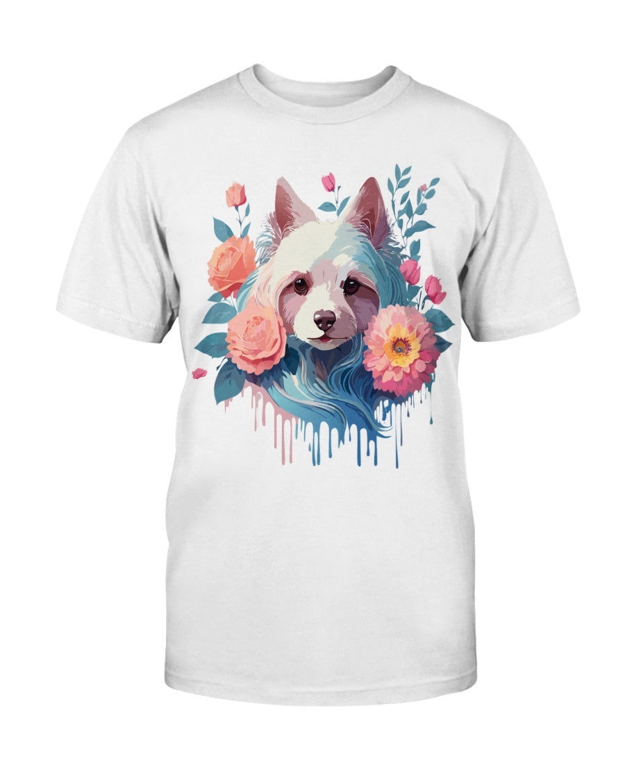 Unisex Animal Print T Shirt With Floral Dog Design And Sustainable Cotton