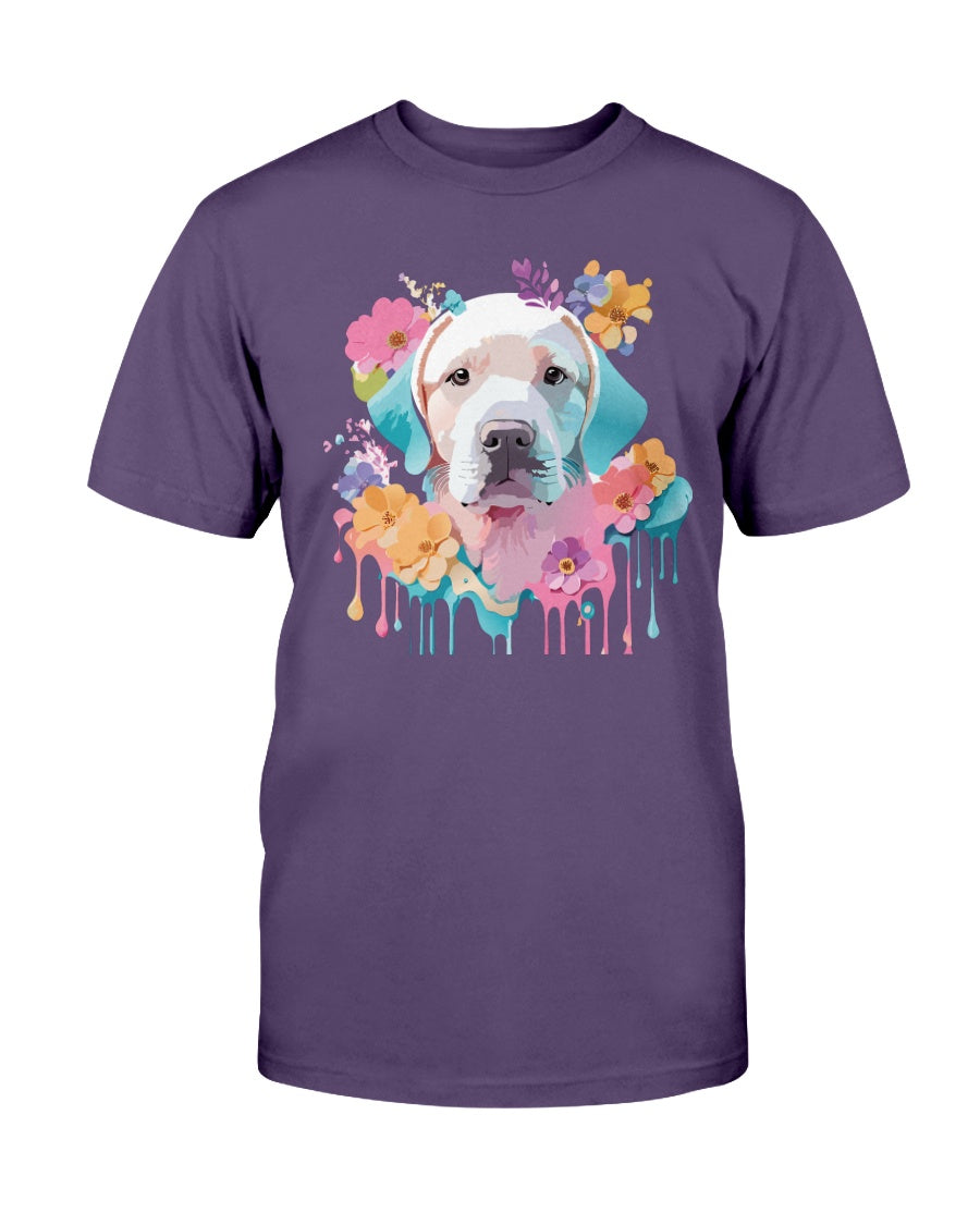 Unisex Floral Dog Tee Shirt Ultra Cotton Classic Fit Gildan 2000