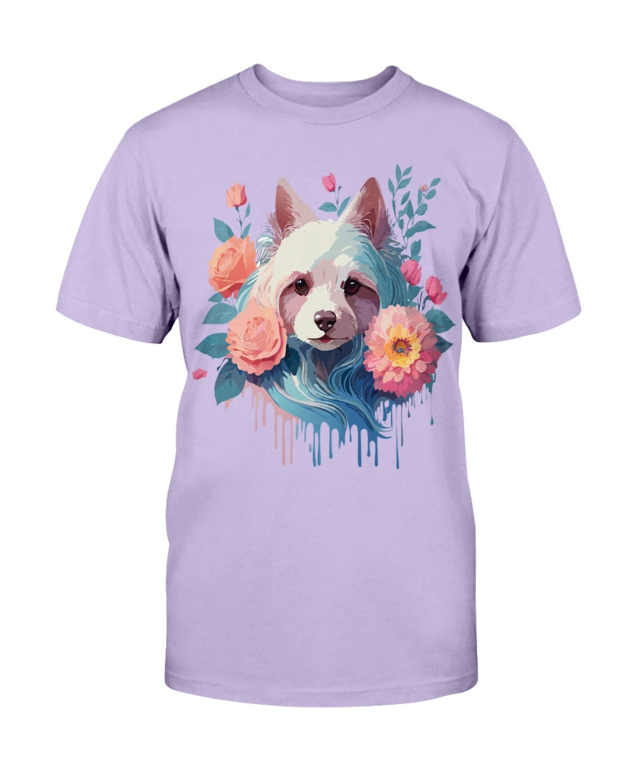 Unisex Animal Print T Shirt With Floral Dog Design And Sustainable Cotton
