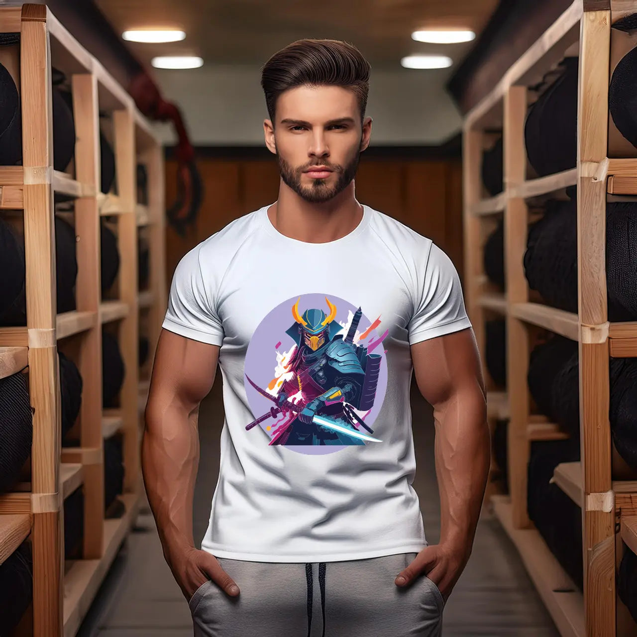 Samurai Graphic Unisex 100 Cotton Staple Tee 8