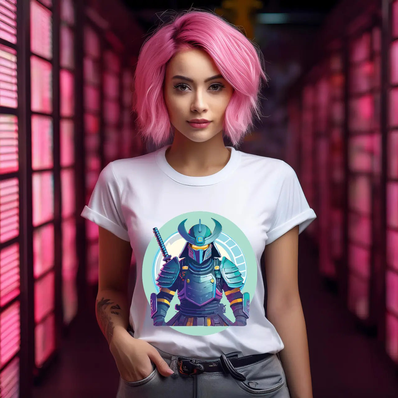 Samurai Graphic Unisex 100 Cotton Staple Tee 14