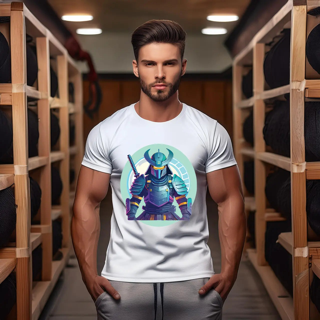 Samurai Graphic Unisex 100 Cotton Staple Tee 14