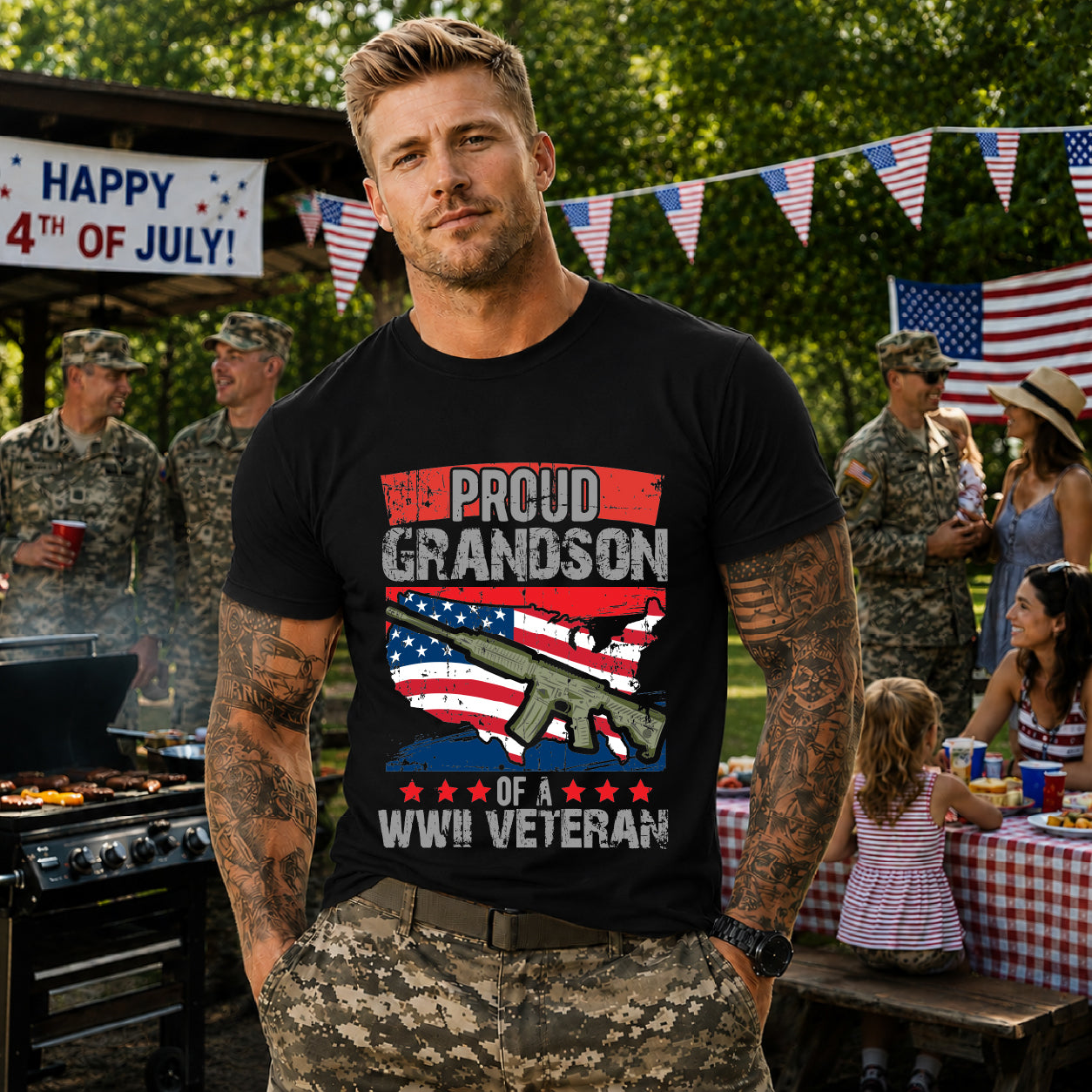 Army Veteran Patriotic Graphic Design Unisex Cotton T-Shirt v16