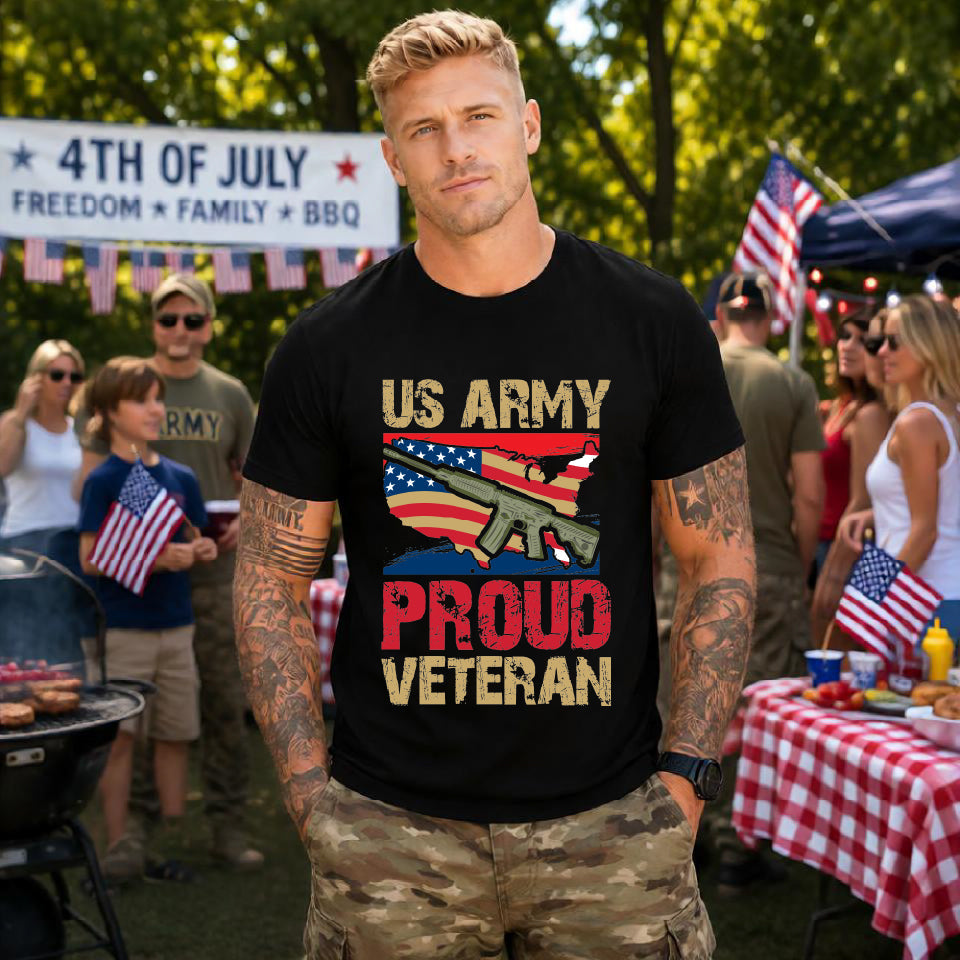Army Veteran Patriotic Graphic Design Unisex Cotton T-Shirt v17