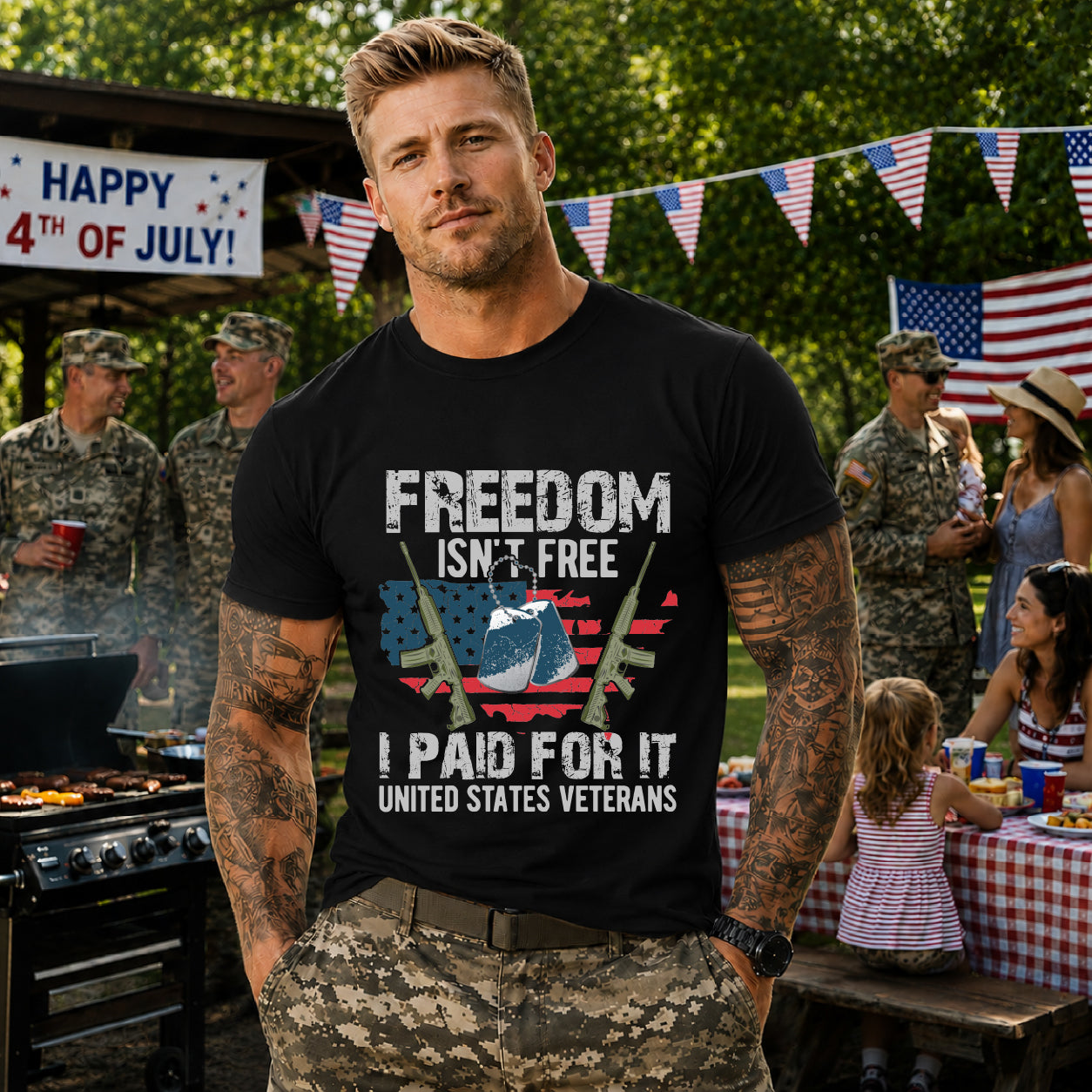 Army Veteran Patriotic Graphic Design Unisex Cotton T-Shirt v20
