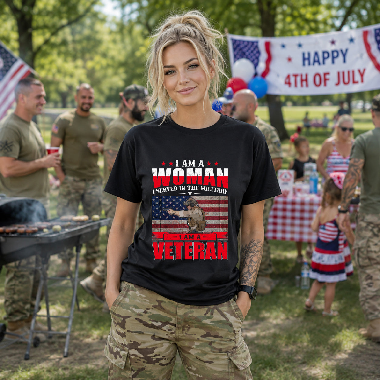 Army Veteran Patriotic Graphic Design Unisex Cotton T-Shirt v27