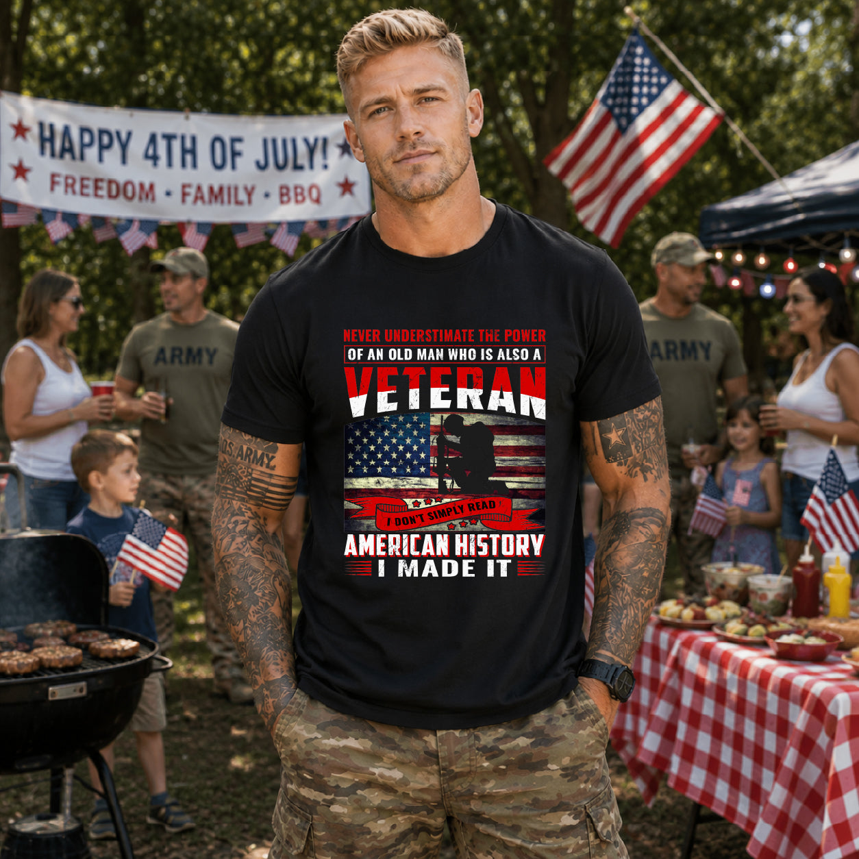 Army Veteran Patriotic Graphic Design Unisex Cotton T-Shirt v32
