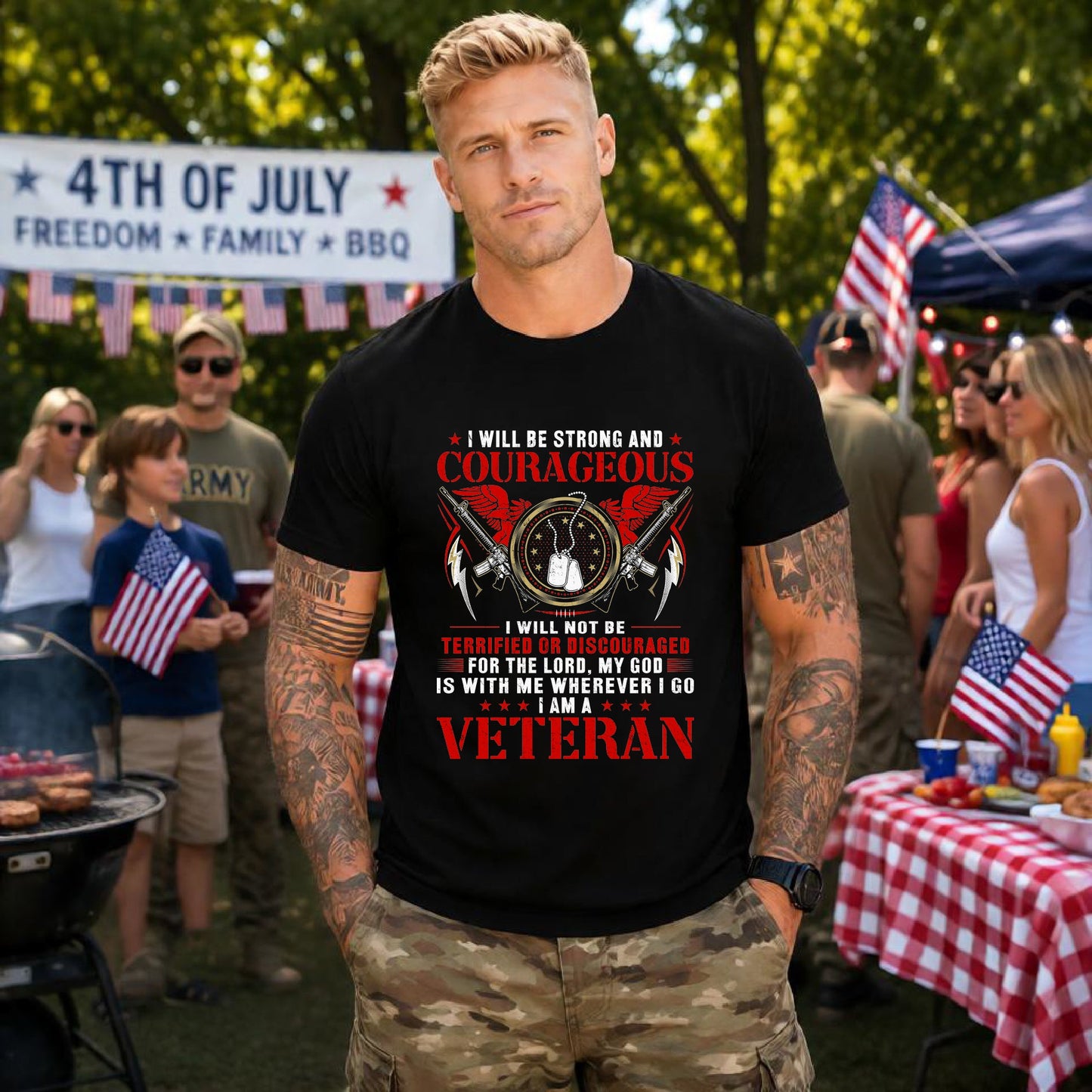 Army Veteran Patriotic Graphic Design Unisex Cotton T-Shirt v37
