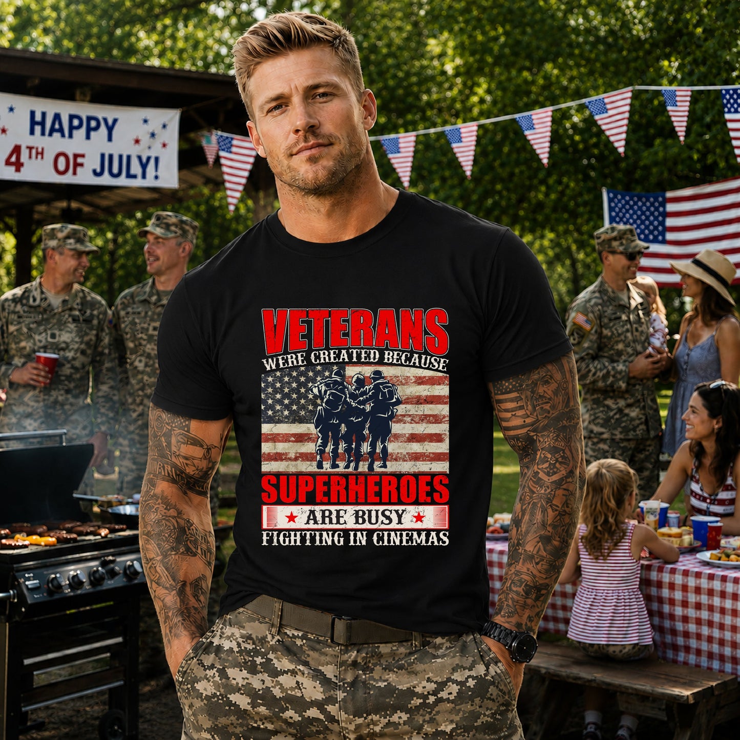 Army Veteran Patriotic Graphic Design Unisex Cotton T-Shirt v41