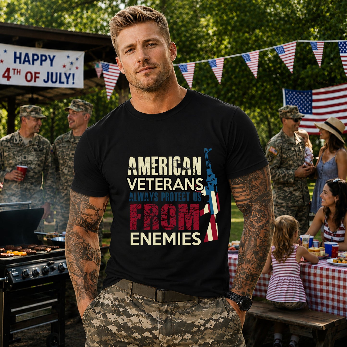 Army Veteran Patriotic Graphic Design Unisex Cotton T-Shirt v44