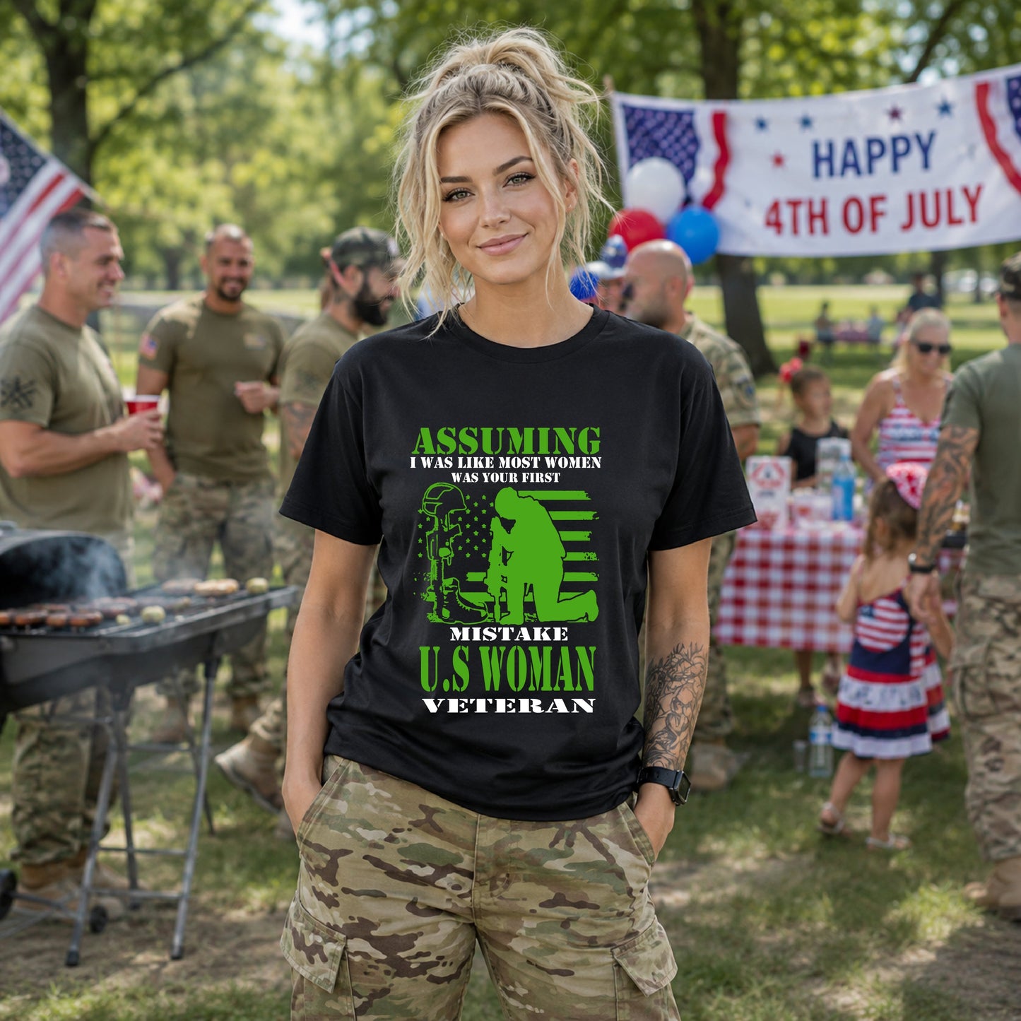 Army Veteran Patriotic Graphic Design Unisex Cotton T-Shirt v45