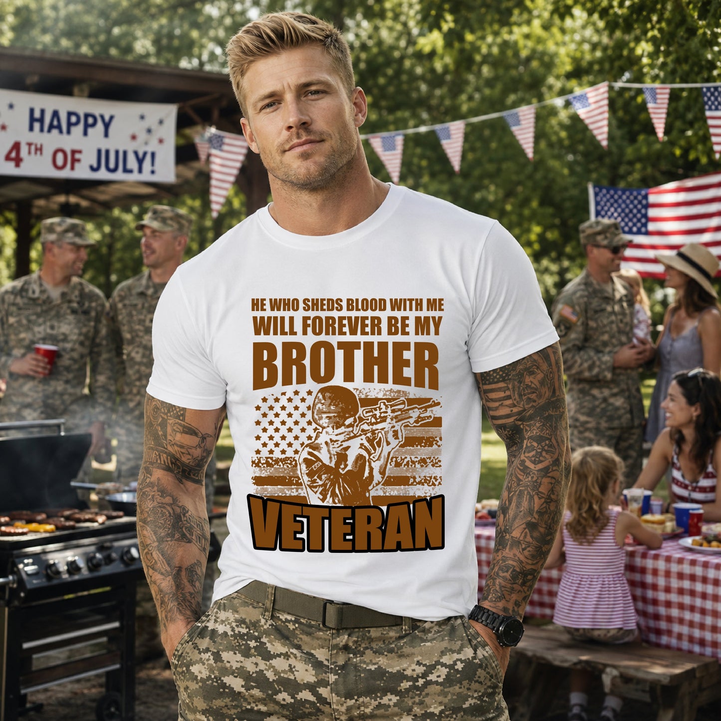 Army Veteran Patriotic Graphic Design Unisex Cotton T-Shirt v47