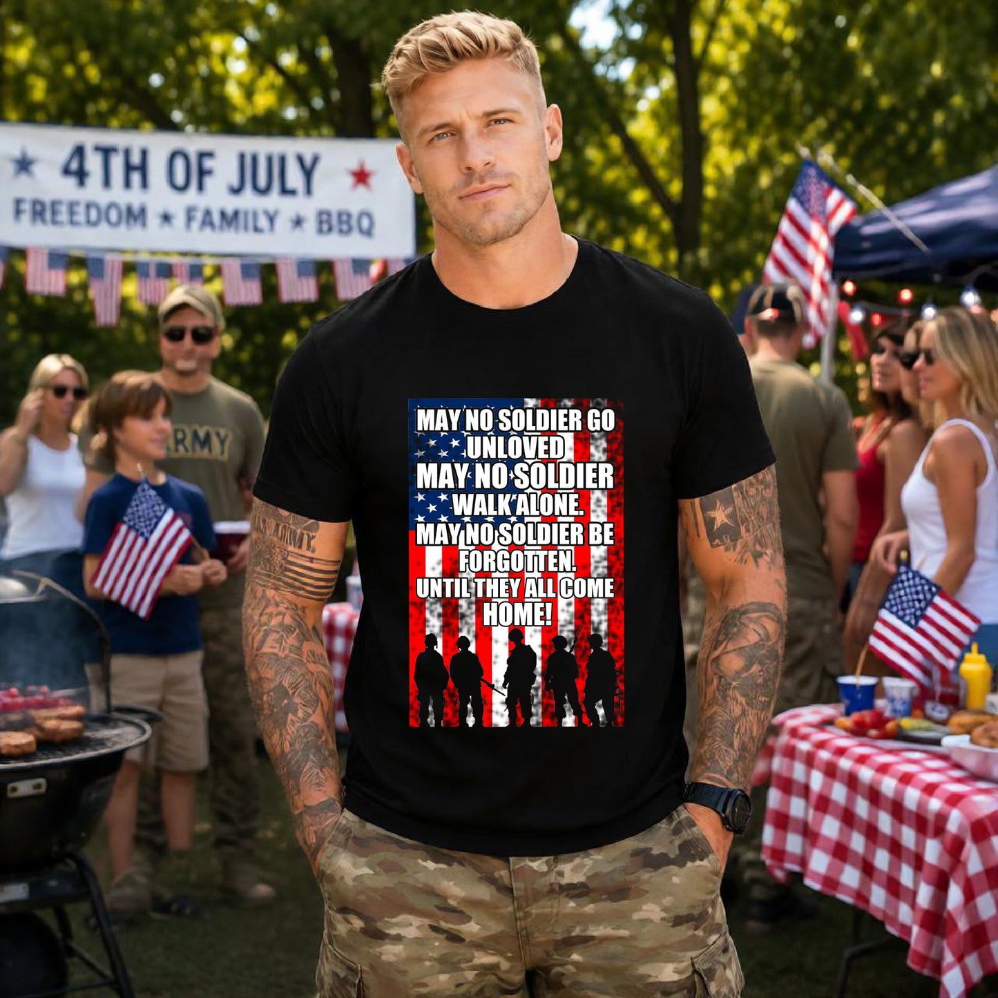 Army Veteran Patriotic Graphic Design Unisex Cotton T-Shirt v49