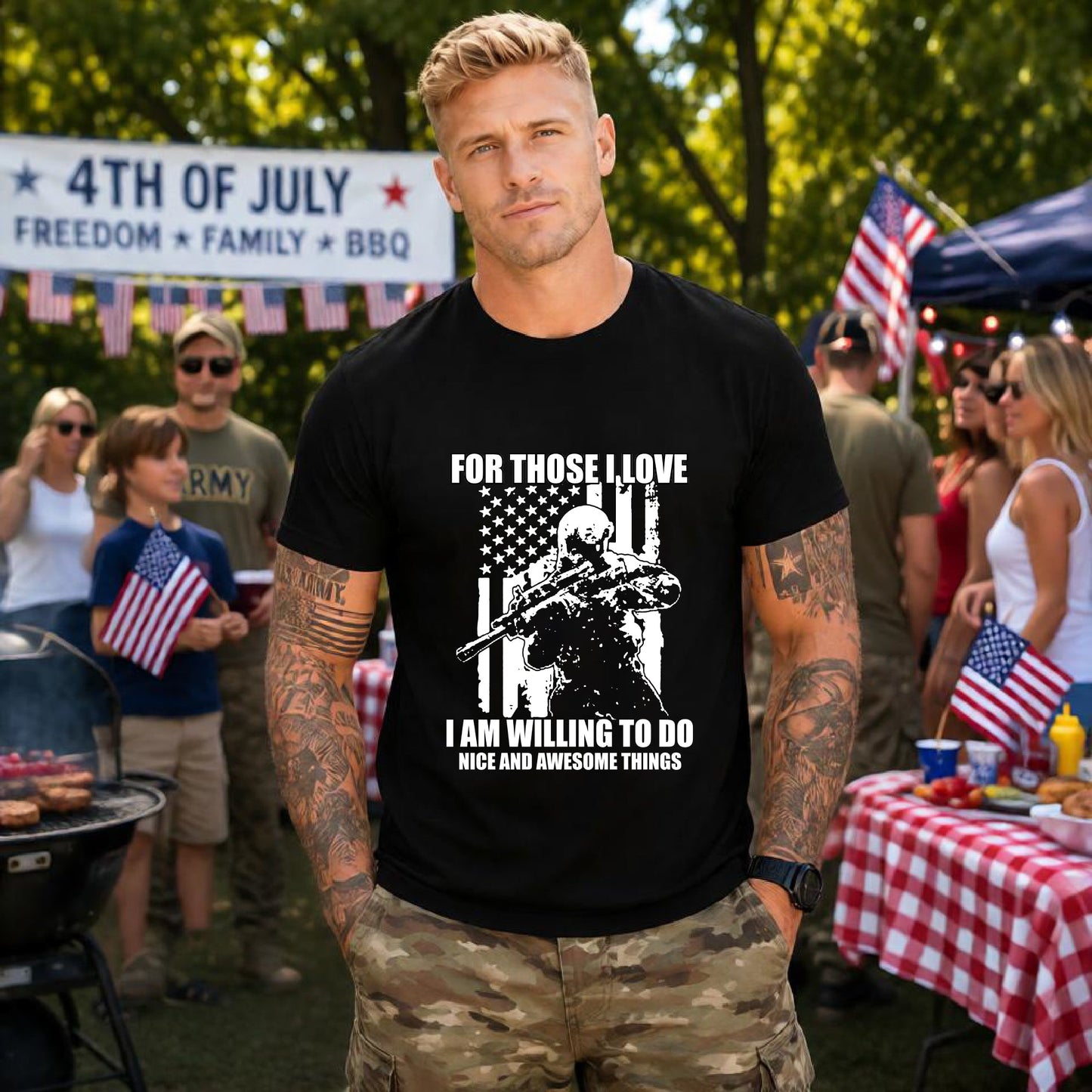 Army Veteran Patriotic Graphic Design Unisex Cotton T-Shirt v50